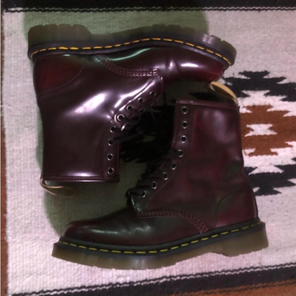 Vegan Dr. Martens Dark Red Leather Boots